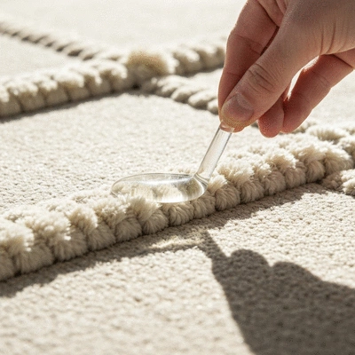 Lifestyle image of adhesive application on tufted rug